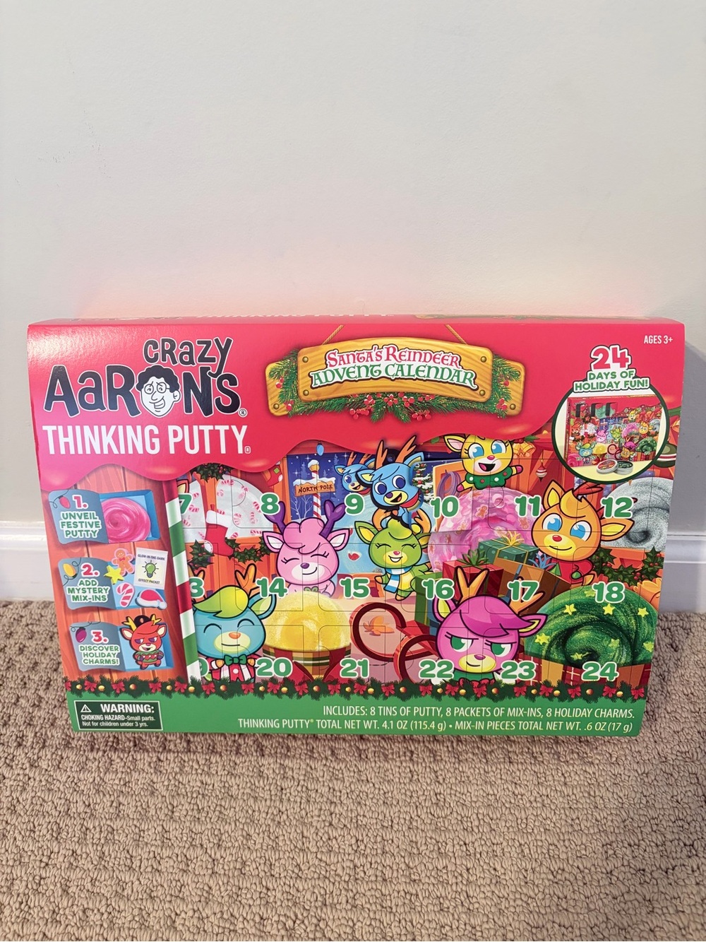 Rare NIB Crazy Aaron’s Thinking Putty Santa’s Reindeer Advent Calendar 24 Day